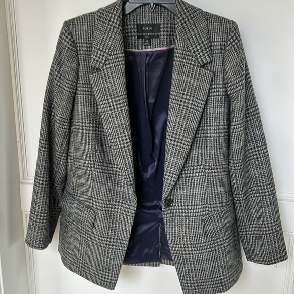 J. Crew Willa Blazer in Houndstooth Wool Grey Black Size 8 - Picture 12 of 16